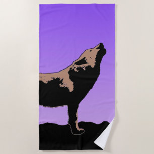 Howling Wolf at Sunset - Original Wildlife Art Strandtuch