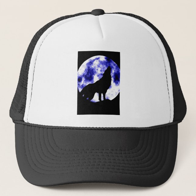 Howling Wolf auf dem Mond Truckerkappe (Vorderseite)