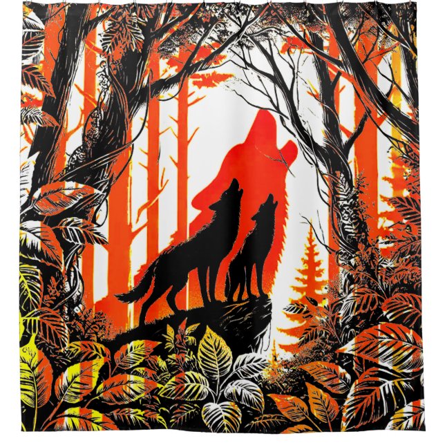 Howling Wolf Design Duschvorhang (Vorderseite)
