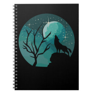 Howling Wolf Forest Animal Moon Nature Liebe Notizblock
