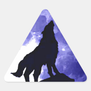 Howling Wolf & Fullmoon Dreieckiger Aufkleber