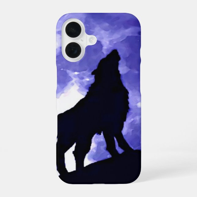 Howling Wolf & Fullmoon iPhone 16 Hülle (Rückseite)