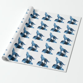 Howling Wolf funkelnd Silhouette Geschenkpapier