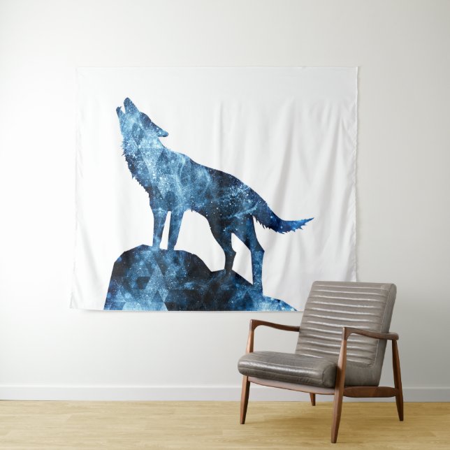 Howling Wolf funkelnd Silhouette Wandteppich (Beispiel (Horizontal))