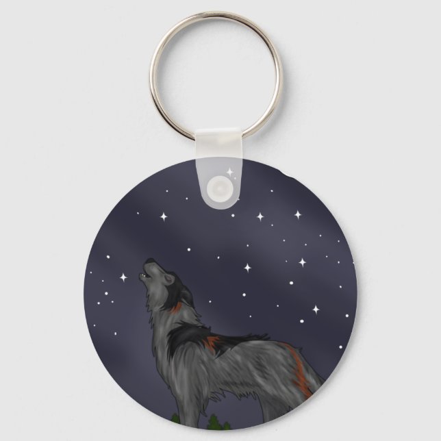 Howling Wolf (Grau) Schlüsselanhänger (Vorderseite)