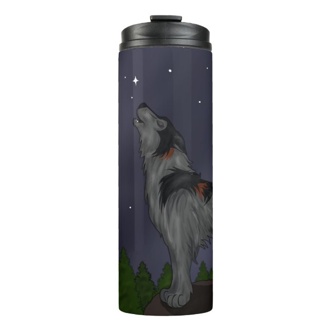 Howling Wolf (Grau) Thermosbecher (Vorderseite)