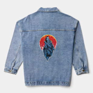 Howling Wolf Illustration Jeansjacke