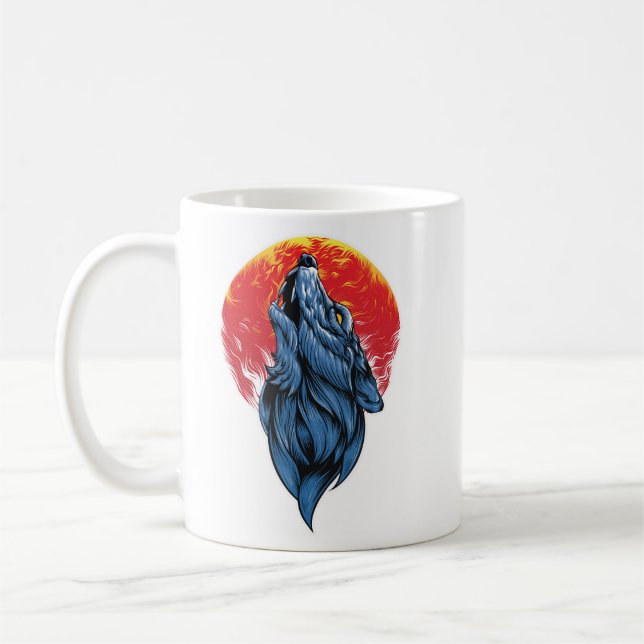 Howling Wolf Illustration Kaffeetasse (Links)