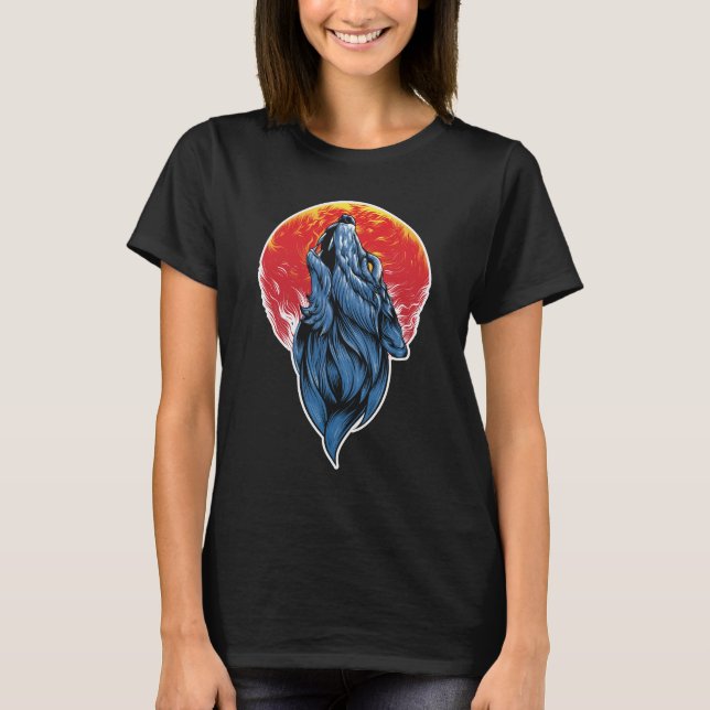 Howling Wolf Illustration T-Shirt (Vorderseite)