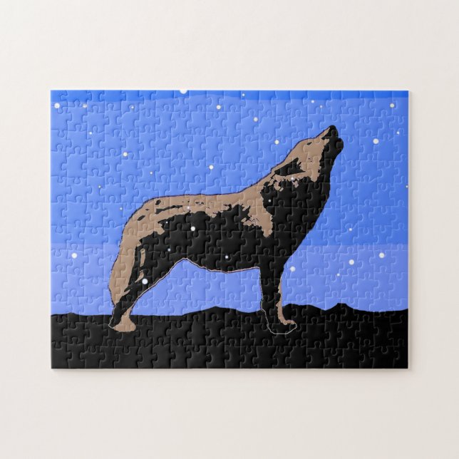 Howling Wolf im Winter - Original Wildlife Art (Horizontal)