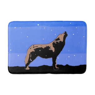 Howling Wolf im Winter - Original Wildlife Art Badematte