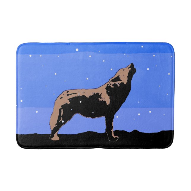Howling Wolf im Winter - Original Wildlife Art Badematte (Vorderseite)