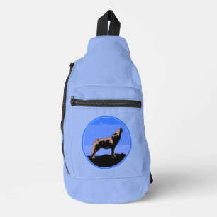 Howling Wolf im Winter - Original Wildlife Art Crossbody Bag