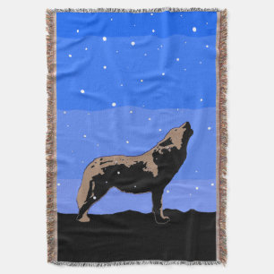 Howling Wolf im Winter - Original Wildlife Art Decke