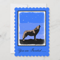Howling Wolf im Winter - Original Wildlife Art