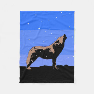 Howling Wolf im Winter - Original Wildlife Art Fleecedecke