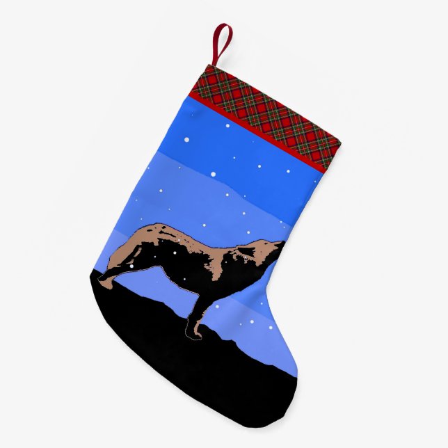 Howling Wolf im Winter - Original Wildlife Art Kleiner Weihnachtsstrumpf (Vorderansicht (hängend))