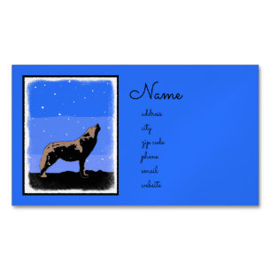 Howling Wolf im Winter - Original Wildlife Art Magnetische Visitenkarte