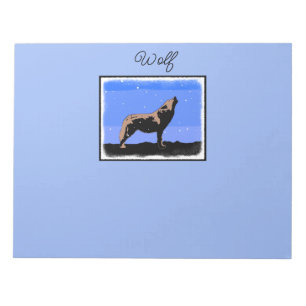 Howling Wolf im Winter - Original Wildlife Art Notizblock