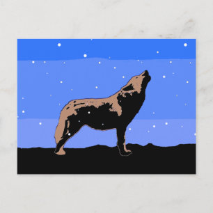 Howling Wolf im Winter - Original Wildlife Art Postkarte