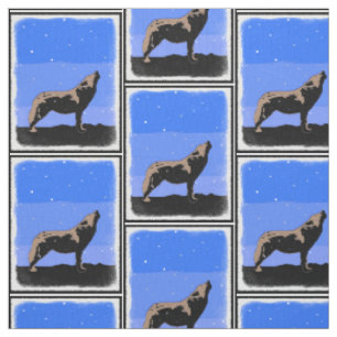Howling Wolf im Winter - Original Wildlife Art Stoff