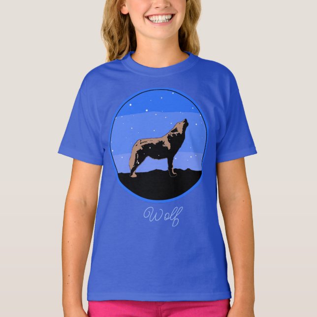 Howling Wolf im Winter - Original Wildlife Art T- T-Shirt (Vorderseite)