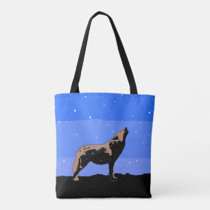 Howling Wolf im Winter - Original Wildlife Art Tasche