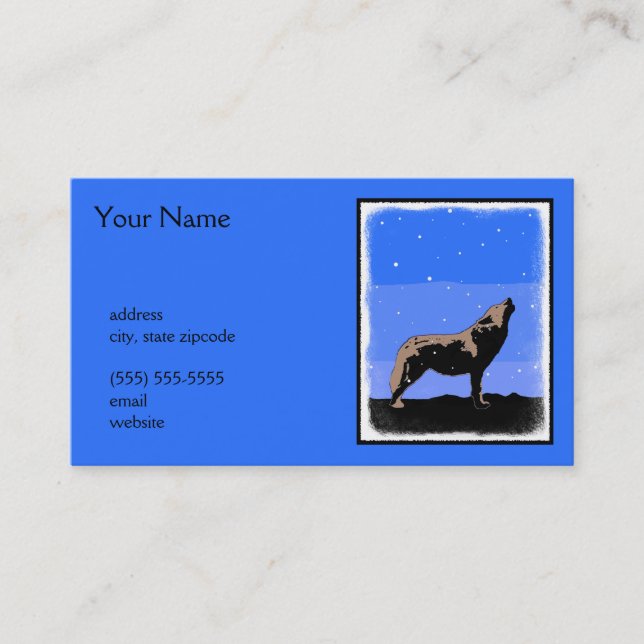 Howling Wolf im Winter - Original Wildlife Art Visitenkarte (Vorderseite)
