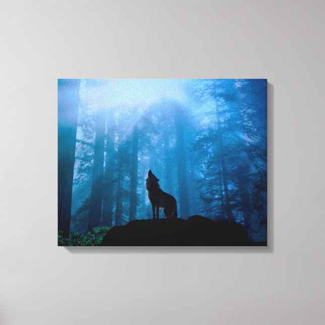 Howling Wolf in der Wildnis Leinwanddruck (Vorderseite)