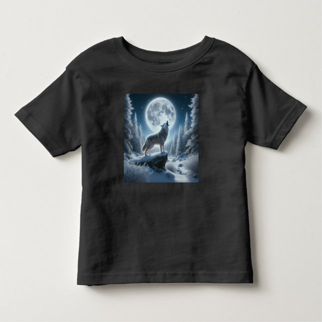 Howling Wolf In Winter Kleinkind T-shirt (Vorderseite)