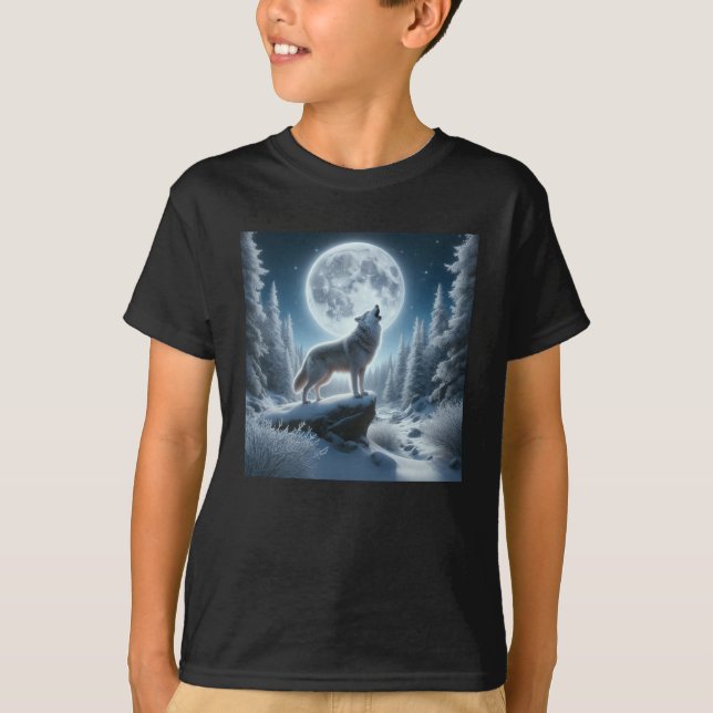 Howling Wolf In Winter T-Shirt (Vorderseite)