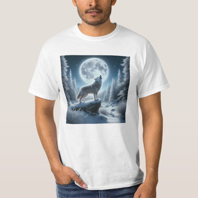 Howling Wolf In Winter T-Shirt (Vorderseite)