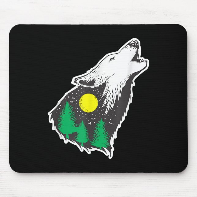 Howling Wolf Moon Forest Umweltschutz Mousepad (Vorne)