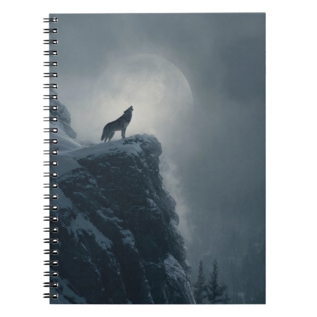 Howling Wolf Moonlight Notebook Notizblock (Vorderseite)