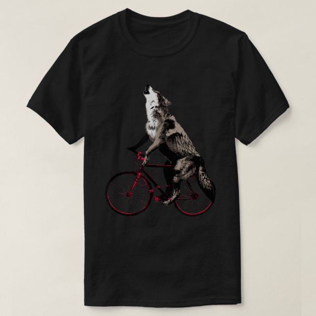 Howling Wolf on Bicycle Design T-Shirt (Design vorne)