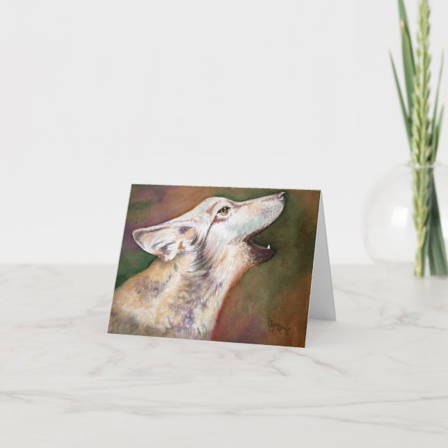 Howling Wolf Pup Note Card Karte (Vorderseite)