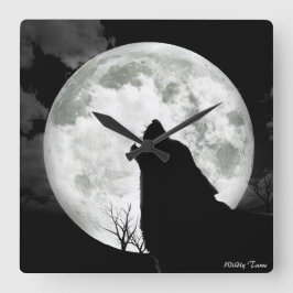 Howling Wolf Quadratische Wanduhr