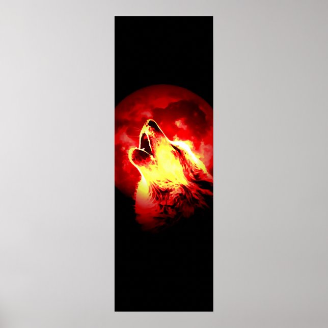 Howling Wolf & Red Moon Poster (Vorne)