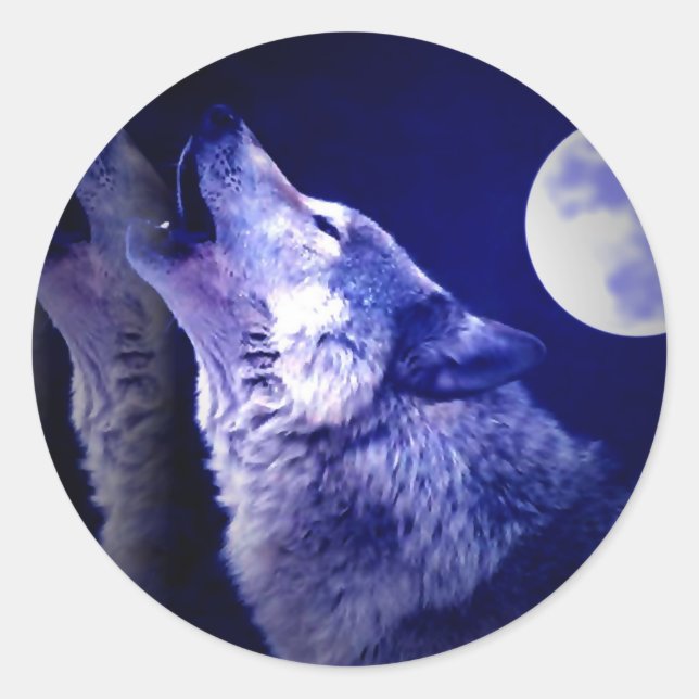 Howling Wolf Runder Aufkleber (Vorderseite)