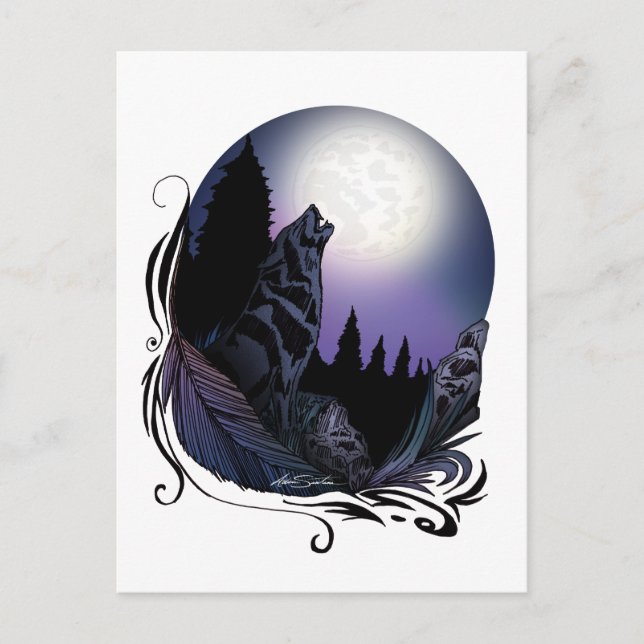 Howling Wolf (Signature Design) Postkarte (Vorderseite)