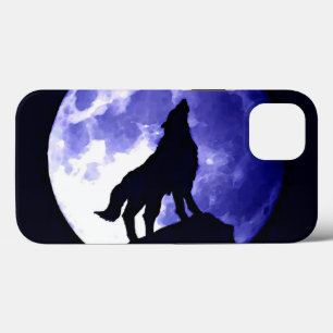 Howling Wolf Silhouette & Fullmoon Blue Night Case-Mate iPhone Hülle