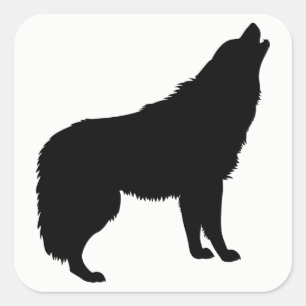 Howling Wolf Silhouette Quadratischer Aufkleber