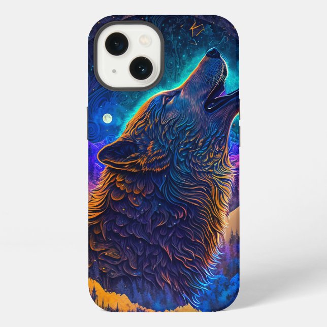 Howling Wolf Surreal Fantasy iPhone Hülle (Rückseite)