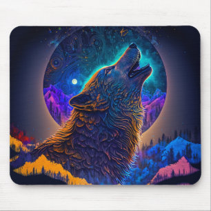 Howling Wolf Surreal Fantasy Mousepad