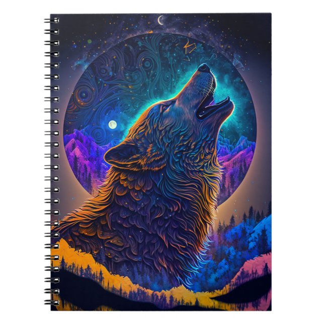 Howling Wolf Surreal Fantasy Notizblock (Vorderseite)