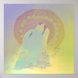 Howling Wolf und Mandala Poster