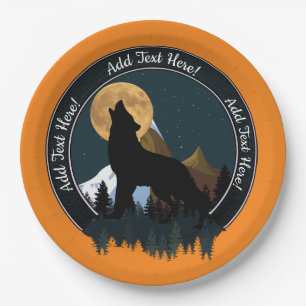 Howling Wolf Vollmond Pappteller