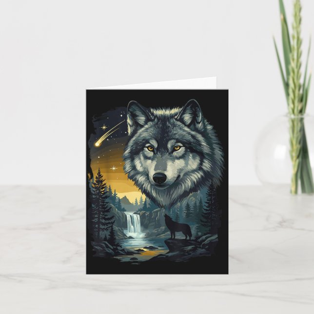 Howling Wolf Waterfall Scene For Nature Lovers And Karte (Vorderseite)