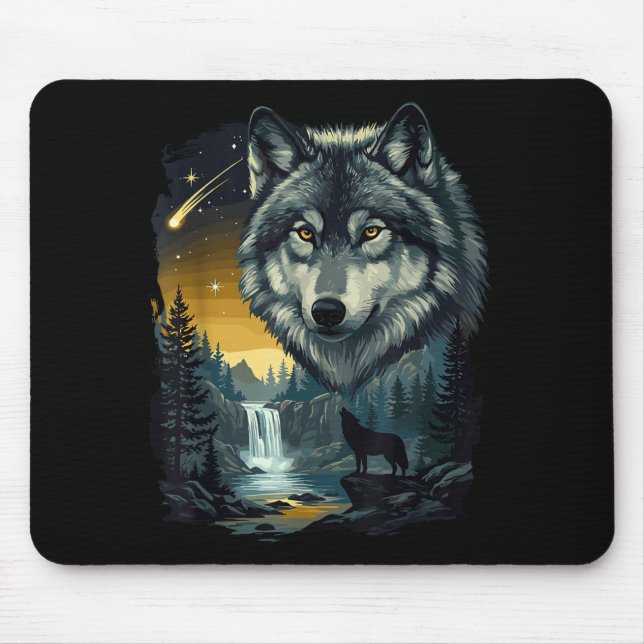 Howling Wolf Waterfall Scene For Nature Lovers And Mousepad (Vorne)