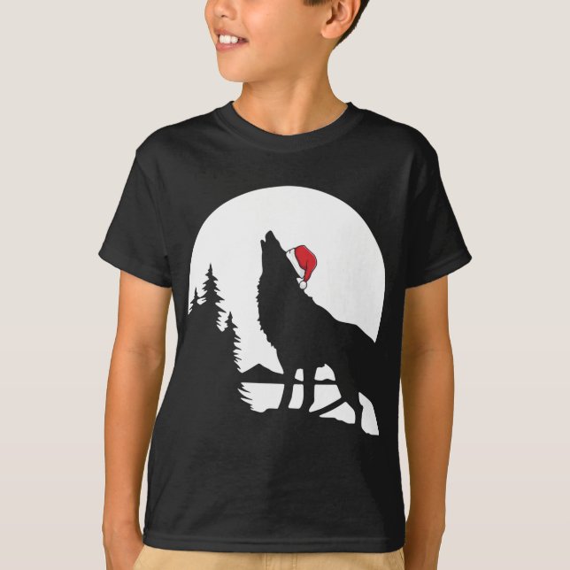 Howling Wolf Weihnachtsmannmütze Weihnachten Pajam T-Shirt (Vorderseite)